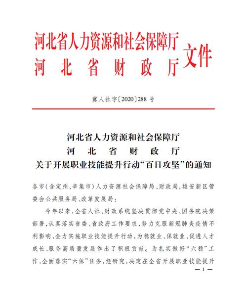 河北省人力资源和社会保障厅河北省财政厅关于开展职业技能提升行动